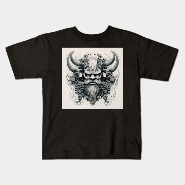 cyber viking Kids T-Shirt by FehuMarcinArt